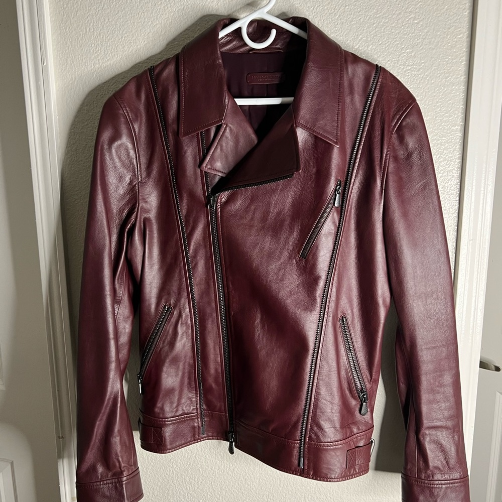 Bottega Vaneta Leather Jacket Maroon